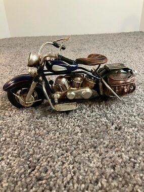 Vintage Design Metal Ceramic Desktop Motorcycle 7.5” length